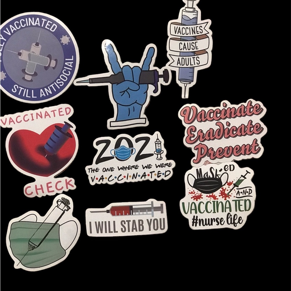 Vaccinated computer/water bottle stickers